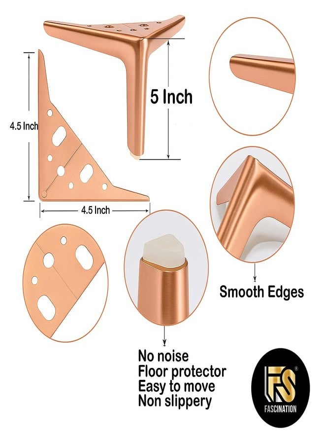 Fascination Sofa Hardware Legs 5 inches Furniture Legs Heavy Model Italian Shape Design Set of 4 Rose Gold - Image 3